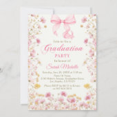 Pink Boho Wildflowers Graduation Party Kaart (Achterkant)