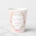 Pink Boho Wildflowers Graduation Party Papieren Bekers<br><div class="desc">Pink Boho Wildflowers Graduation Party Paper Cups</div>