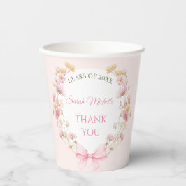 Pink Boho Wildflowers Graduation Party Papieren Bekers