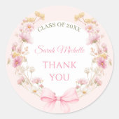 Pink Boho Wildflowers Graduation Party Ronde Sticker (Voorkant)