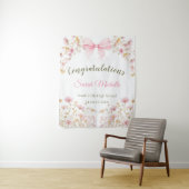 Pink Boho Wildflowers Graduation Party Wandkleed (In situ)