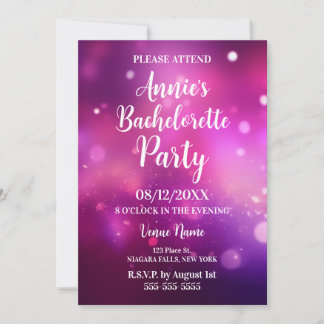 Pink Bokeh Bachelorette Party Kaart