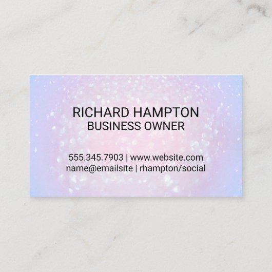 Pink Bokeh Glamor Glitter Visitekaartje (Achterkant)