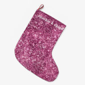 Pink Bokeh Glitter Grote Kerstsok (Voorkant (Hangend))