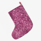 Pink Bokeh Glitter Grote Kerstsok (Achterkant (Hangend))