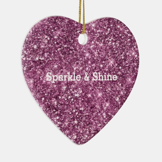 Pink Bokeh Glitter Keramisch Ornament (Rechts)