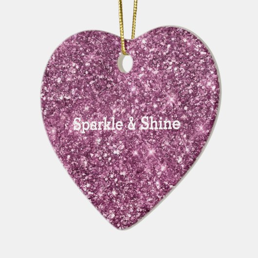Pink Bokeh Glitter Keramisch Ornament (Links)