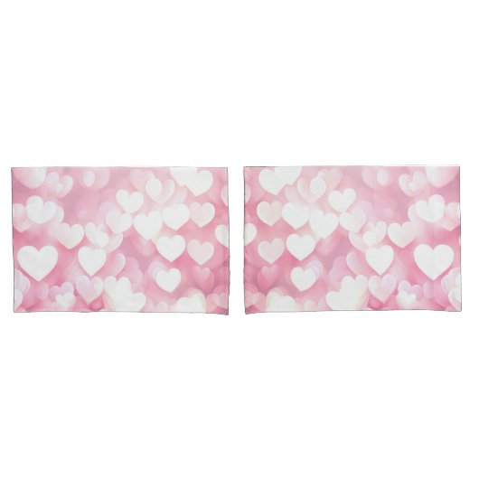 Pink Bokeh Hearts Kussensloop (Voorkant-Set)