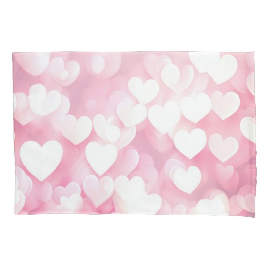 Pink Bokeh Hearts Kussensloop (Voorkant-Links)
