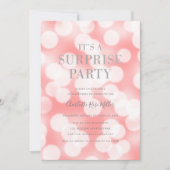 Pink Bokeh Lights Het is een Verrassingsfeestje Ve Kaart (Voorkant)