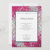 PINK BOKEH NAVY TRIM HOLOGRAPHIC PASTEL WEDING KAART (Voorkant)