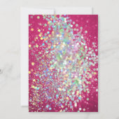 PINK BOKEH NAVY TRIM HOLOGRAPHIC PASTEL WEDING KAART (Achterkant)