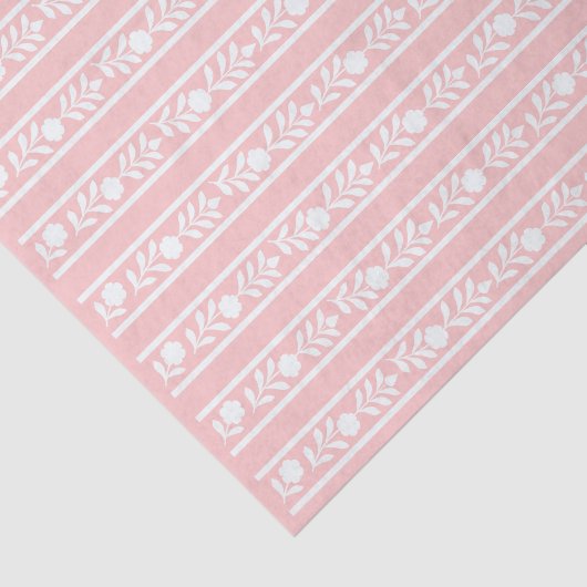 Pink Bone Inlay Floral Border Decoupage Paper Tissuepapier (Detail)