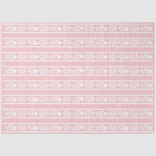 Pink Bone Inlay Floral Border Decoupage Paper Tissuepapier (Voorkant)
