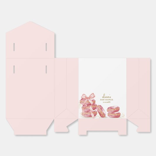 Pink Bonjour Bébé French Macarons Baby shower Bedankdoosjes (Ongevouwen)