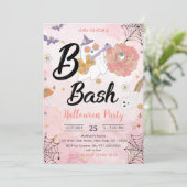 Pink Boo Bash Halloween Party Kaart (Staand voorkant)