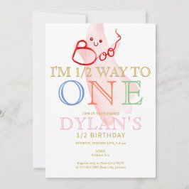 Pink BOO Ik ben halverwege naar een 6 maanden meis Kaart