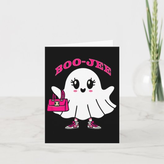 Pink Boo-jee Funny Ghost Halloween Kaart (Voorkant)