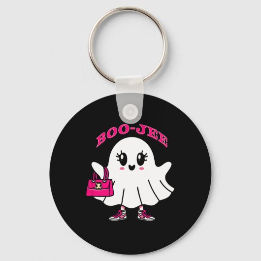 Pink Boo-jee Funny Ghost Halloween Sleutelhanger (Voorkant)