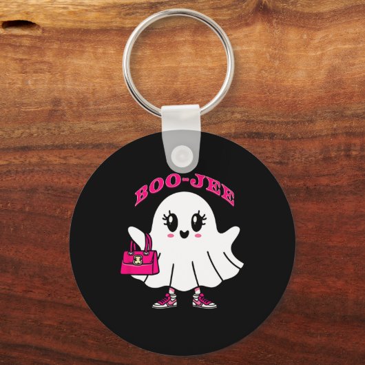 Pink Boo-jee Funny Ghost Halloween Sleutelhanger (Voorkant)