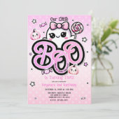 Pink BOO Kleine Ghost Halloween Verjaardagsfeest Kaart (Staand voorkant)