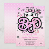 Pink BOO Kleine Ghost Halloween Verjaardagsfeest Kaart (Voorkant / Achterkant)