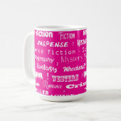 Pink Book Genres Pattern Bookworm Koffiemok (Voorkant links)