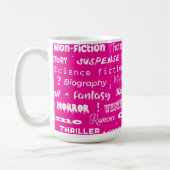 Pink Book Genres Pattern Bookworm Koffiemok (Links)