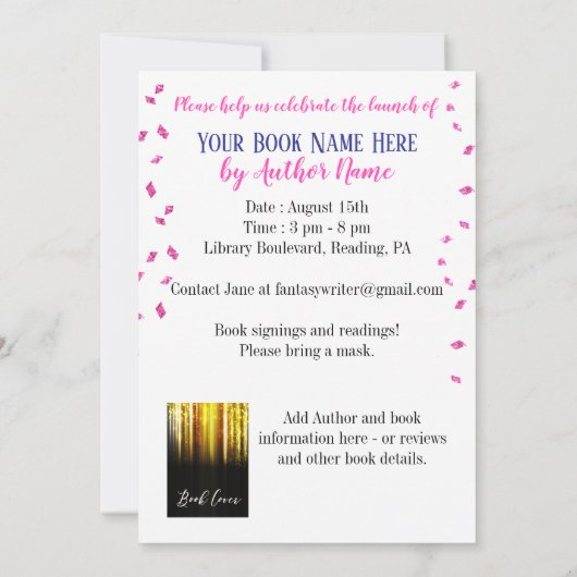 Pink Book Release lanceert ondertekeningsfeest Kaart (Achterkant)