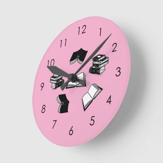 Pink Bookish Bibliophile Librarian Book Pattern Ronde Klok (Hoek)