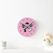 Pink Bookish Bibliophile Librarian Book Pattern Ronde Klok (Huis)