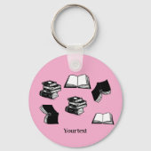Pink Bookish Bibliophile Librarian Book Pattern Sleutelhanger (Voorkant)