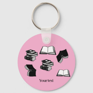 Pink Bookish Bibliophile Librarian Book Pattern Sleutelhanger