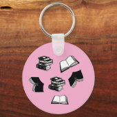 Pink Bookish Bibliophile Librarian Book Pattern Sleutelhanger (Achterkant)