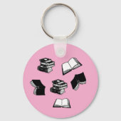 Pink Bookish Bibliophile Librarian Book Pattern Sleutelhanger (Achterkant)