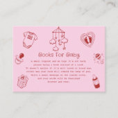 Pink “Books for Baby” Baby Shower Informatiekaartje (Voorkant)