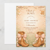 Pink Boots And Bows Girl Baby Shower Kaart (Voorkant / Achterkant)