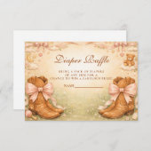 Pink Boots And Bows Girl Diapper Raffle Informatiekaartje (Voorkant / Achterkant)