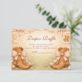 Pink Boots And Bows Girl Diapper Raffle Informatiekaartje (Staand voorkant)