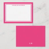 Pink Border Minimalist Name Monogram Notitiekaartje (Voorkant / Achterkant)