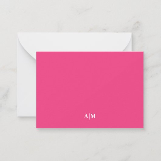 Pink Border Minimalist Name Monogram Notitiekaartje (Achterkant)