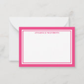 Pink Border Minimalist Name Monogram Notitiekaartje (Voorkant)