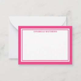 Pink Border Minimalist Name Monogram Notitiekaartje