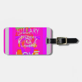 Pink Bordered Hillary Inspiration Art Print Bagagelabel (Voorkant horizontaal)