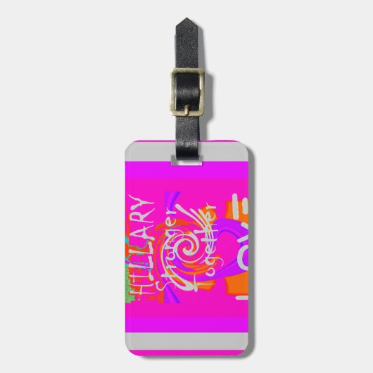 Pink Bordered Hillary Inspiration Art Print Bagagelabel (Voorkant verticaal)