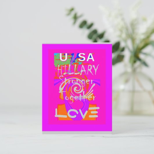 Pink Bordered Hillary Inspiration Art Print Briefkaart (Staand voorkant)