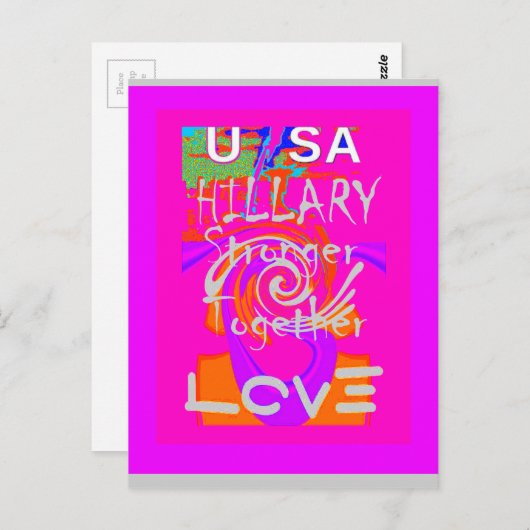 Pink Bordered Hillary Inspiration Art Print Briefkaart (Voorkant / Achterkant)