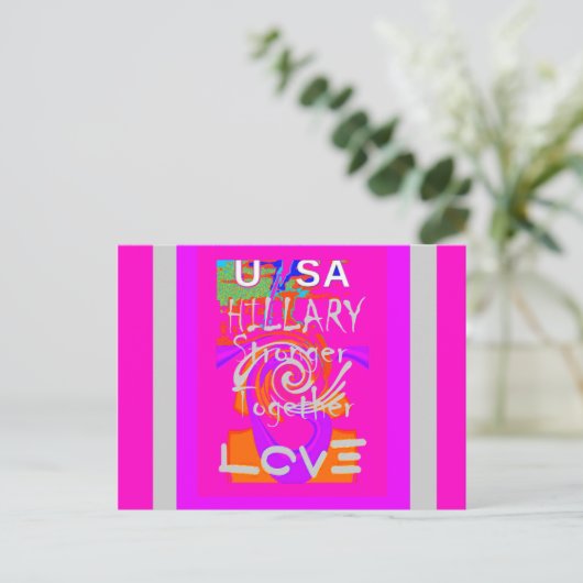 Pink Bordered Hillary Inspiration Art Print Briefkaart (Staand voorkant)