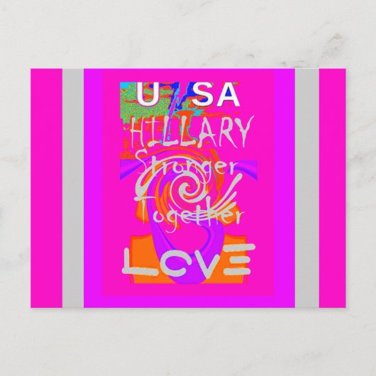 Pink Bordered Hillary Inspiration Art Print Briefkaart (Voorkant)
