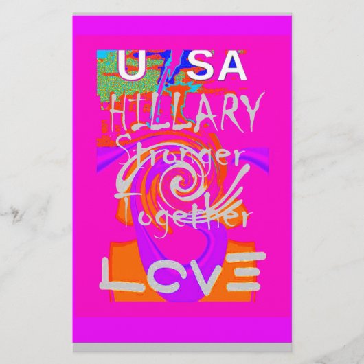 Pink Bordered Hillary Inspiration Art Print Briefpapier (Voorkant)